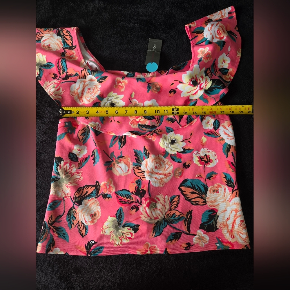 Floral Pink Ruffle Top - Picture 5 of 6